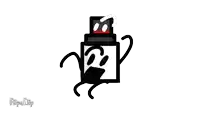 a cartoon drawing of a flash drive with a hat and a dead face .