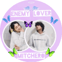 a picture of a man and woman with the words enemy lover mitchero