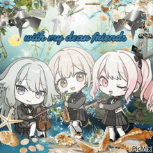 a picture of a girl playing a violin and a girl playing a saxophone with the words with my dear friends