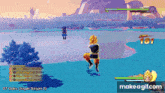 a screenshot of a video game with gt goku super saiyan 2