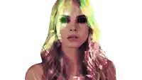 a painting of a woman with green eyes and long blonde hair