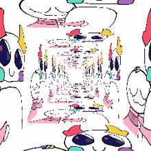 a cartoon drawing of a panda with a rainbow colored headband