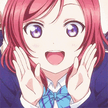 redhead girl anime whisper excited