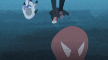 a cartoon drawing of a person 's feet standing next to a stuffed animal with the letter k on it