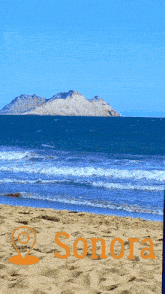 a picture of a beach with the word sonora on it