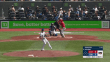 a baseball game is being played in front of an advertisement for td