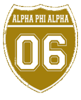 a gold sign that says alpha phi alpha 06 on it
