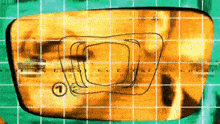 a drawing of a yellow object with a number 1 on it