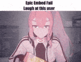 a picture of a girl with epic embed fail laugh at this user written above her