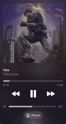 an iphone screen playing hex 80purppp