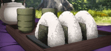 Onigiri Placed Perfectly On It'S Tray GIF