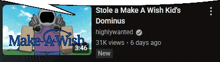 a video titled make a wish kid 's 3:46