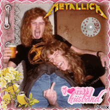a picture of two men with metallica written in the background