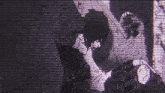 a black and white drawing of a person with a umbrella