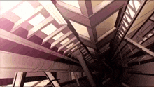 looking up at a very tall building with stairs going up