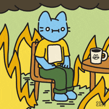 Blue Cat Cool Cats GIF - Blue Cat Cool Cats This Is Fine GIFs