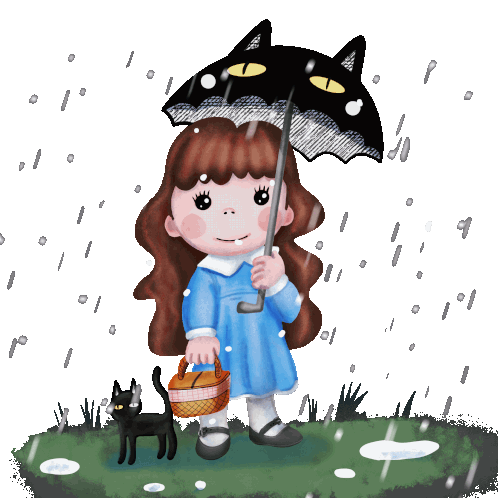 Raining Cat Sticker - Raining Cat Umbrella Stickers
