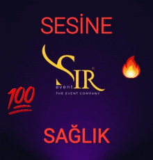 a logo for sir event company with a fire emoji