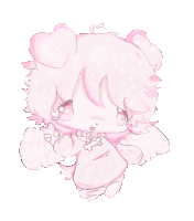 a drawing of a little girl with pink hair