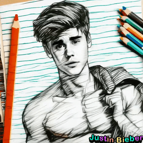 Pencil Sketch Of Justin Bieber - Desi Painters