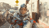 a poster for the movie ironheart shows a woman in a robot suit