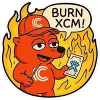 a cartoon bear is holding a piece of paper and says burn xcm