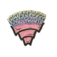 a drawing of a cone with a rainbow of colors on a white background