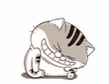Ami Fat Cat Laughing GIF - Ami Fat Cat Laughing Line Stickers GIFs
