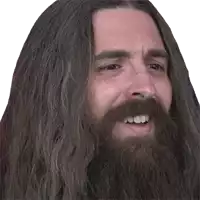 a man with long hair and a beard smiling