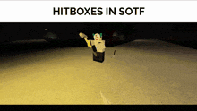 a screenshot of a video game with the words hitboxes in sotf on the bottom
