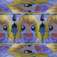 a cartoon girl with blonde hair is crying with tears running down her cheeks