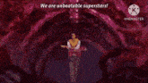 a video of a fire with the words `` we are unbeatable superstars ''