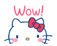 a hello kitty with a bow and the words wow
