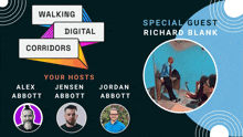 a poster for walking digital corridors with a special guest richard blank