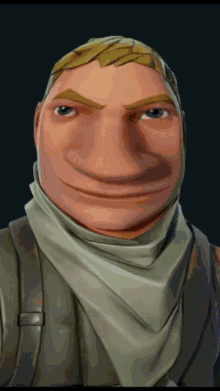 a cartoon character with a scarf around his neck making a face