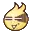a pixel art drawing of a cartoon character with a flame coming out of its mouth .