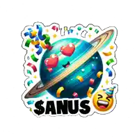 a sticker that says sanus with a smiley face on it