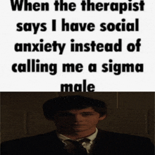 when the therapist says i have social anxiety instead of calling me a sigma male with a man in the background