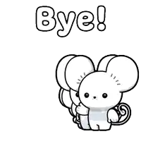 a bunch of mice are standing next to each other with the word bye written above them