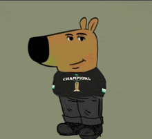 a cartoon character wearing a champions shirt