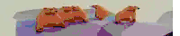 a group of bears are standing next to each other on top of a snow covered hill .