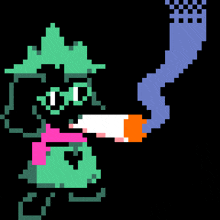 a pixel art of a cartoon character with a cigarette in his mouth