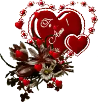 a red heart with te amo written on it surrounded by red hearts and flowers
