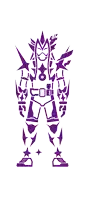 a purple silhouette of a person with a belt that says ' eoe ' on it
