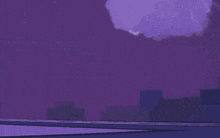a pixel art of a sunset with a purple sky