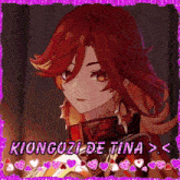 a picture of a girl with red hair and the words kiongozi de tina >