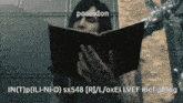 a man is reading a book with the word poseidon on the top
