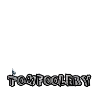 a man in a suit and scarf with the word tomfoolery on the bottom