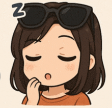 a cartoon of a girl wearing sunglasses and a zzz sign on her head