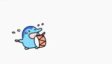 a cartoon drawing of a dolphin playing a trumpet and a drum